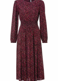 bonprix Bekleidung·Pullover & Strickjacken|Nachhaltigere Materialien^Midikleid mit Blumenprint kastanienrot/schwarz