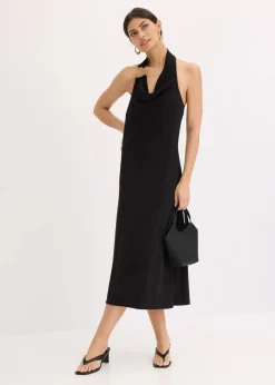 bonprix Kleider^Midikleid mit dekorativem Metall-Detail schwarz