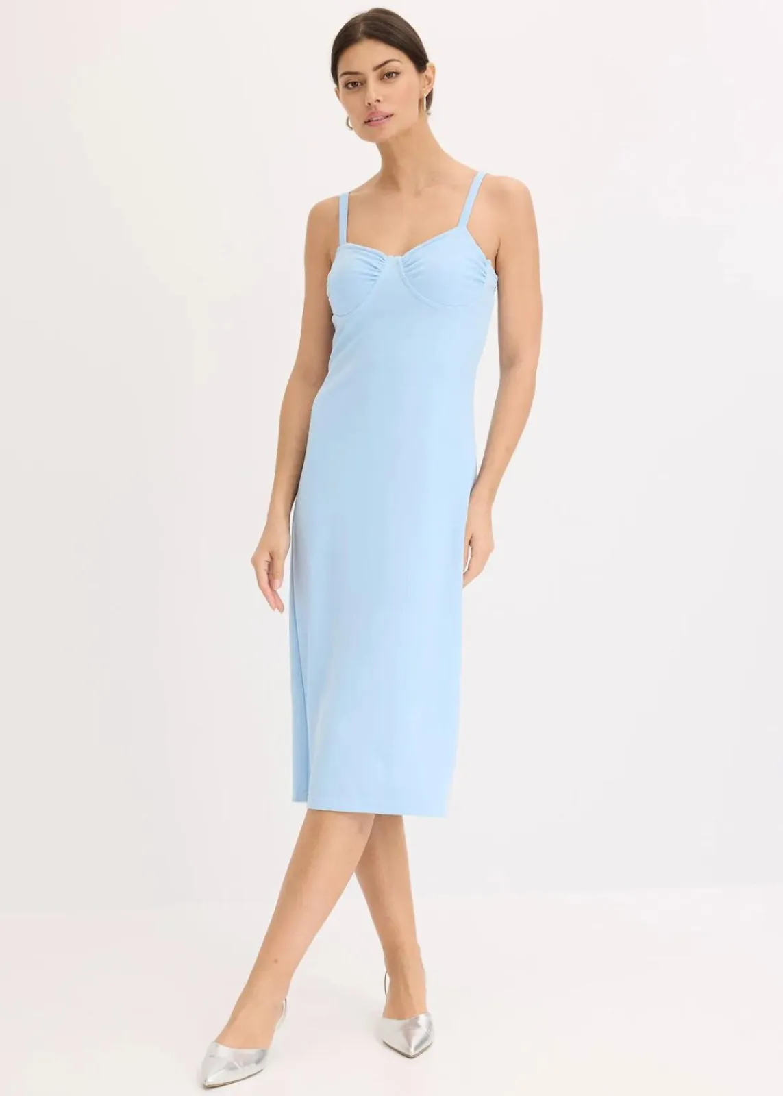 bonprix Kleider^Midikleid mit figurbetonter Passform hellblau