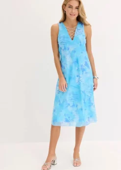 bonprix Kleider^Midikleid mit Mesh und Glitzerschnürung hellblau batik