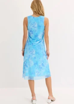 bonprix Kleider^Midikleid mit Mesh und Glitzerschnürung hellblau batik