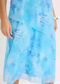 bonprix Kleider^Midikleid mit Mesh und Glitzerschnürung hellblau batik