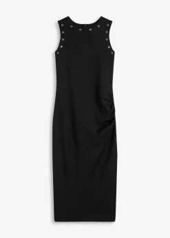 bonprix Nachhaltigere Materialien|Kleider^Midikleid mit Nieten schwarz