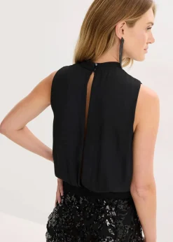 bonprix Bekleidung·Pullover & Strickjacken|Festliche Mode^Midikleid mit Pailletten schwarz