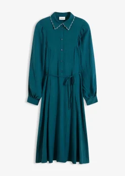bonprix Kleider|Bekleidung·Pullover & Strickjacken^Midikleid mit Perlen Applikation dunkelpetrol