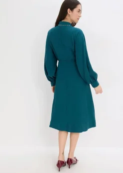 bonprix Kleider|Bekleidung·Pullover & Strickjacken^Midikleid mit Perlen Applikation dunkelpetrol