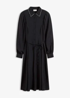 bonprix Bekleidung·Pullover & Strickjacken|Kleider^Midikleid mit Perlen Applikation schwarz