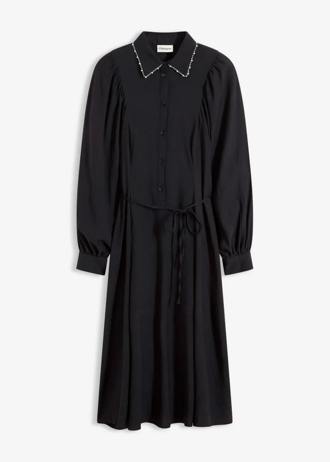 bonprix Bekleidung·Pullover & Strickjacken|Kleider^Midikleid mit Perlen Applikation schwarz