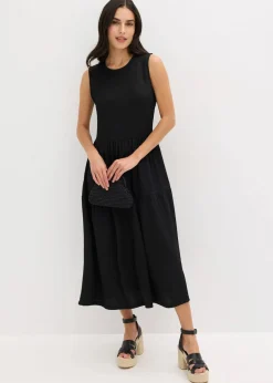 bonprix Bekleidung·Pullover & Strickjacken|Kleider^Midikleid mit Rückenausschnitt schwarz
