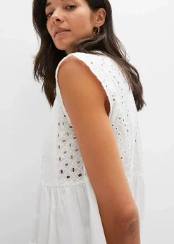 bonprix Kleider|Bekleidung·Pullover & Strickjacken^Midikleid mit Spitze weiß