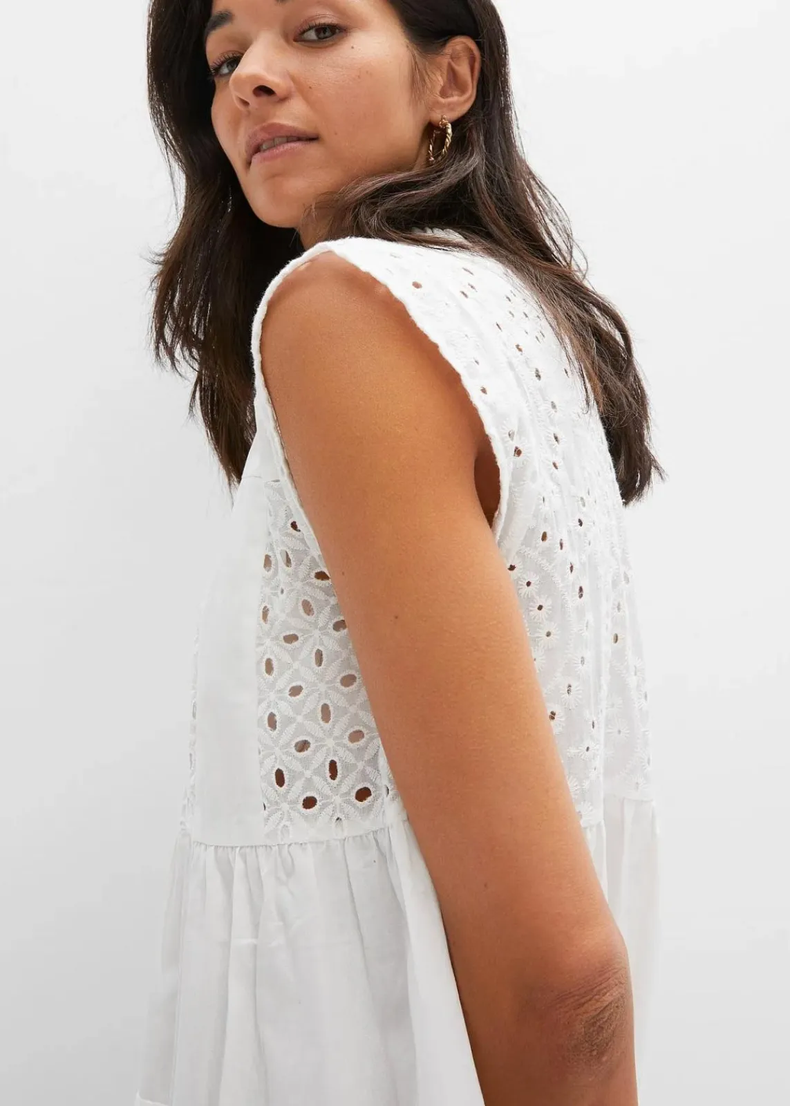bonprix Kleider|Bekleidung·Pullover & Strickjacken^Midikleid mit Spitze weiß