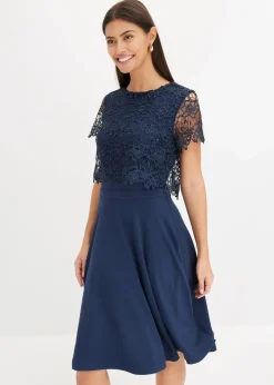 bonprix Festliche Mode|Kleider^Midikleid mit Spitze dunkelblau