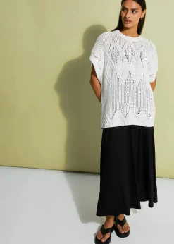 bonprix Kleider|Bekleidung·Pullover & Strickjacken^Midikleid mit Stickerei schwarz