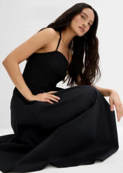 bonprix Kleider|Bekleidung·Pullover & Strickjacken^Midikleid mit Trägervariante schwarz