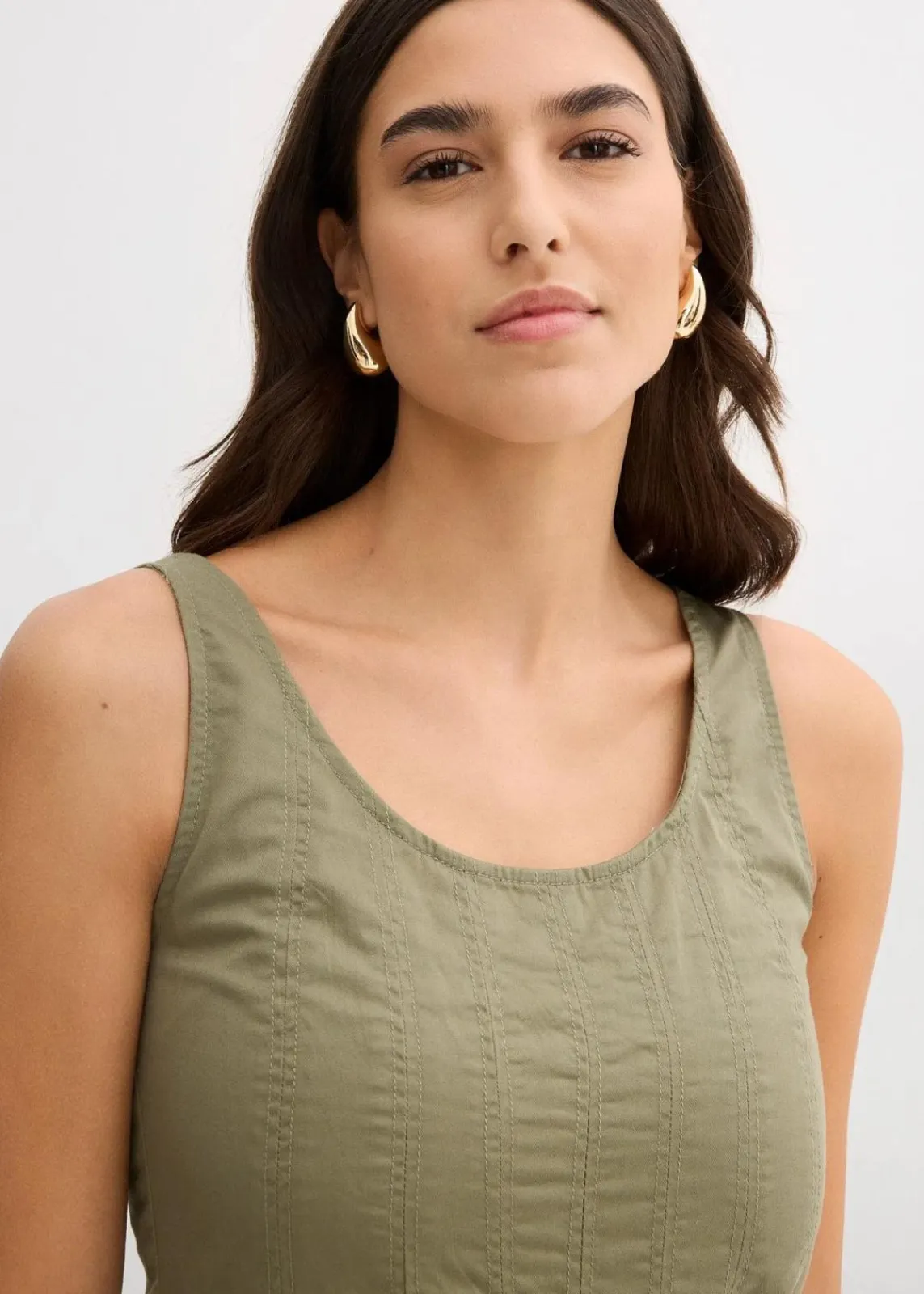 bonprix Bekleidung·Pullover & Strickjacken|Kleider^Midikleid mit vertikalen Nähten oliv
