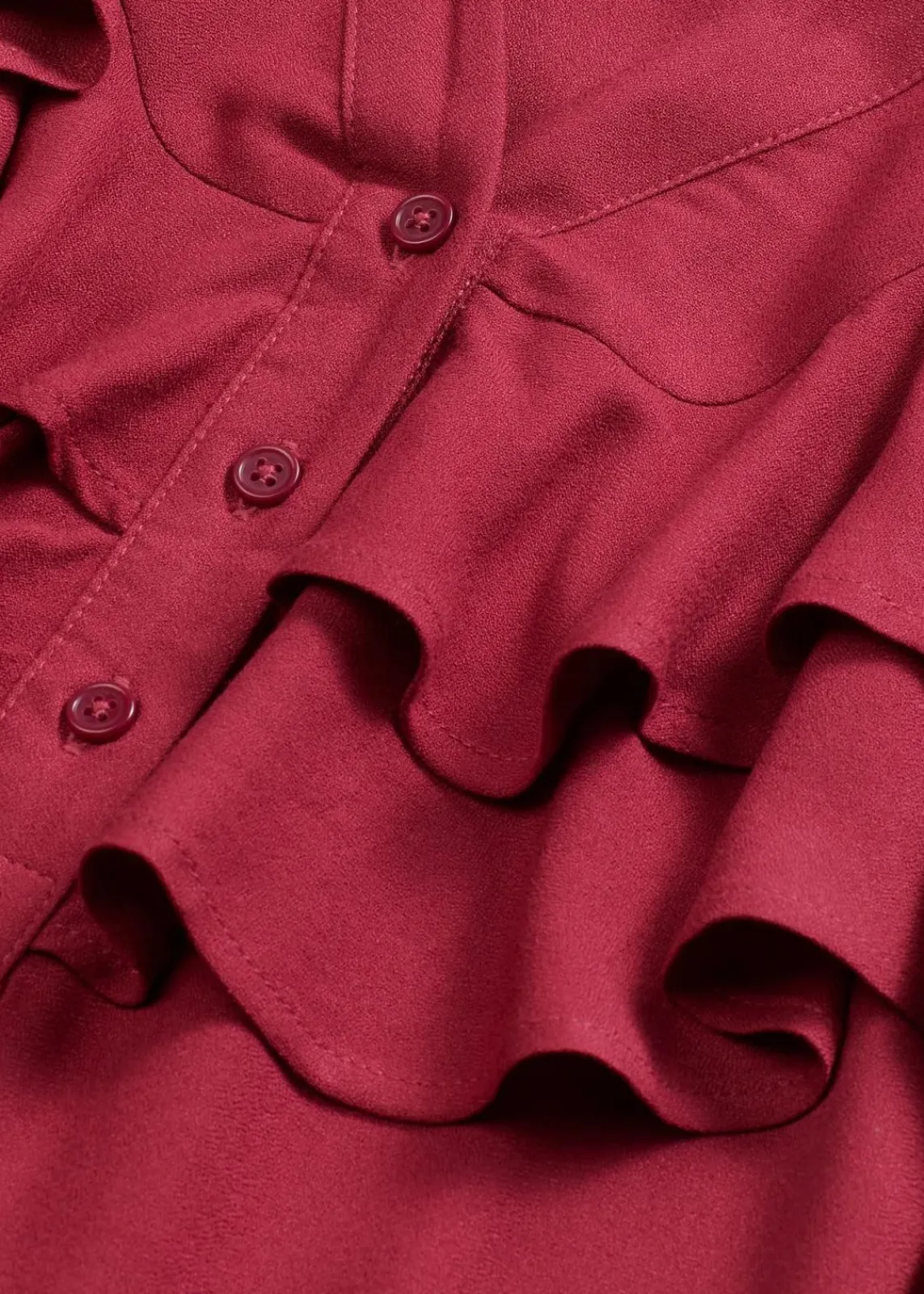 bonprix Kleider|Bekleidung·Pullover & Strickjacken^Midikleid mit Volants aus strukturiertem Crêpe pflaumenrot
