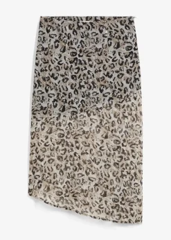 bonprix Röcke|Nachhaltigere Materialien^Midirock aus feinem Chiffon grau leo bedruckt