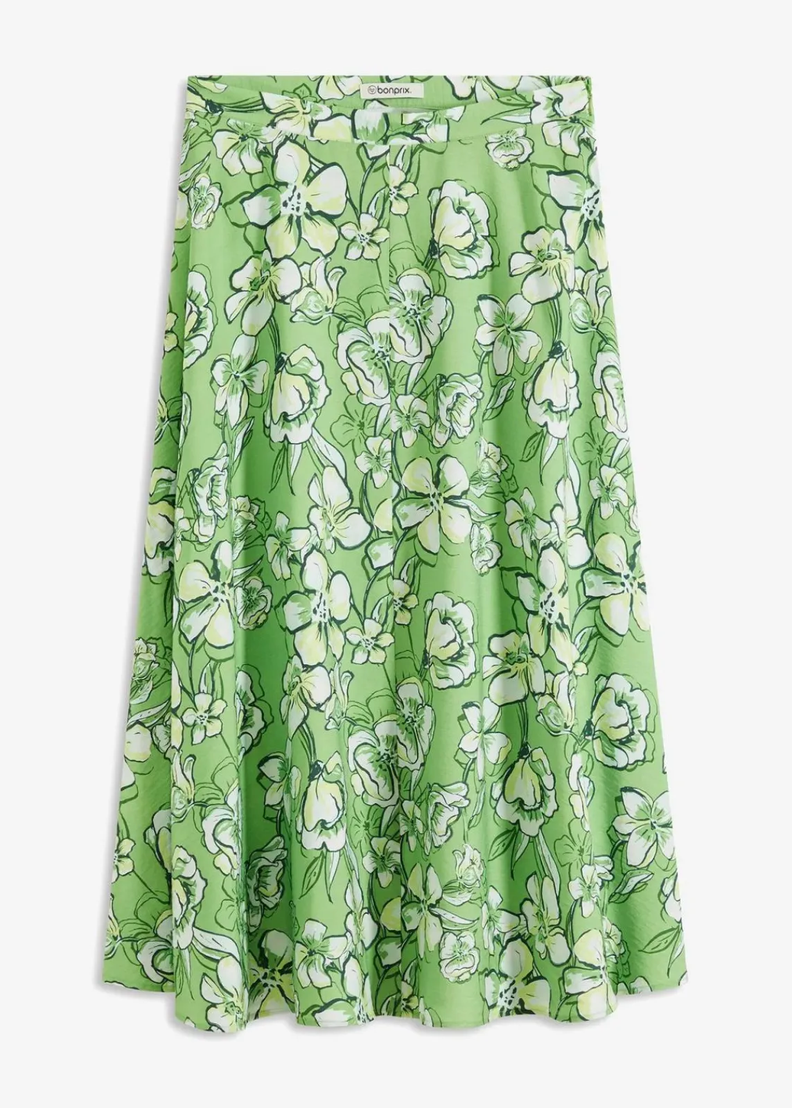 bonprix Röcke|Bekleidung·Sportbekleidung^Midirock aus fließendem Viskose-Mix kleegrün floral