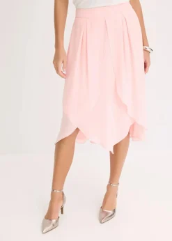 bonprix Röcke^Midirock mit Ruffle und Chiffon rosenquarz
