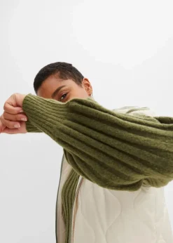 bonprix Bekleidung·Umstandsmode|Bekleidung·Pullover & Strickjacken^Midi-Strickkleid dunkelkhaki