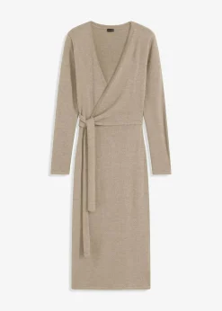 bonprix Kleider|Strickmode^Midi-Strickkleid beige meliert
