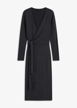 bonprix Kleider|Strickmode^Midi-Strickkleid anthrazit meliert