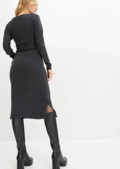 bonprix Kleider|Strickmode^Midi-Strickkleid anthrazit meliert