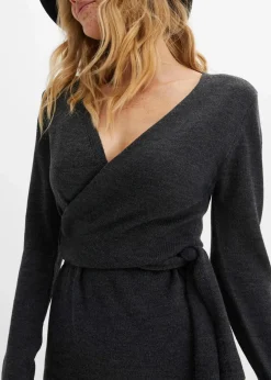 bonprix Kleider|Strickmode^Midi-Strickkleid anthrazit meliert