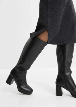 bonprix Kleider|Strickmode^Midi-Strickkleid anthrazit meliert