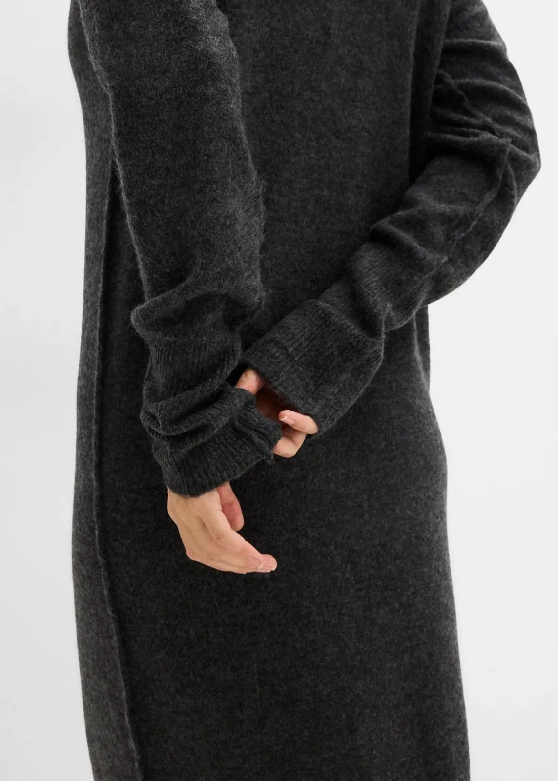 bonprix Bekleidung·Umstandsmode|Bekleidung·Pullover & Strickjacken^Midi-Strickkleid anthrazit meliert
