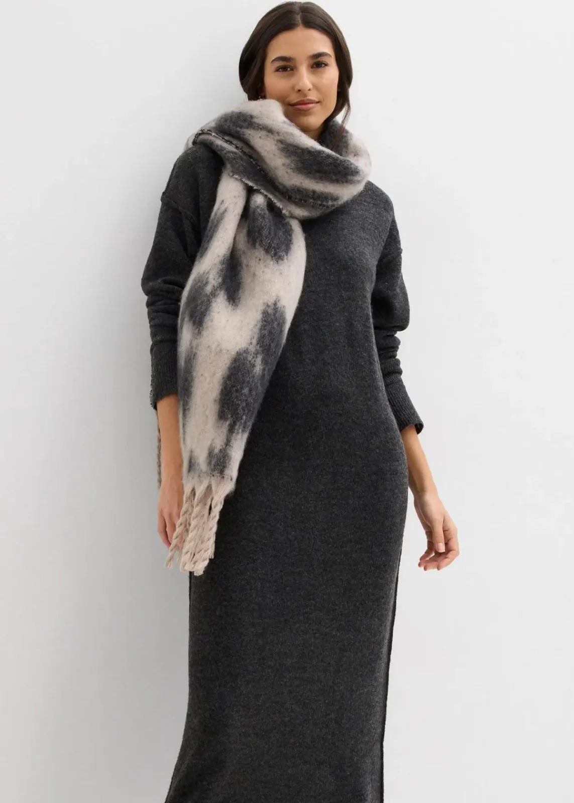bonprix Bekleidung·Umstandsmode|Bekleidung·Pullover & Strickjacken^Midi-Strickkleid anthrazit meliert