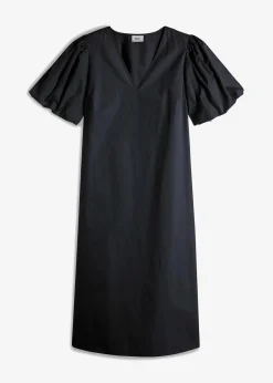 bonprix Bekleidung·Pullover & Strickjacken|Kleider^Midi-Web-Kleid aus Bio-Baumwolle schwarz