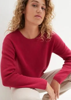 bonprix Bekleidung·Umstandsmode|Bekleidung·Jeans^Milano Rib Pullover mit Rundhals beerenpink