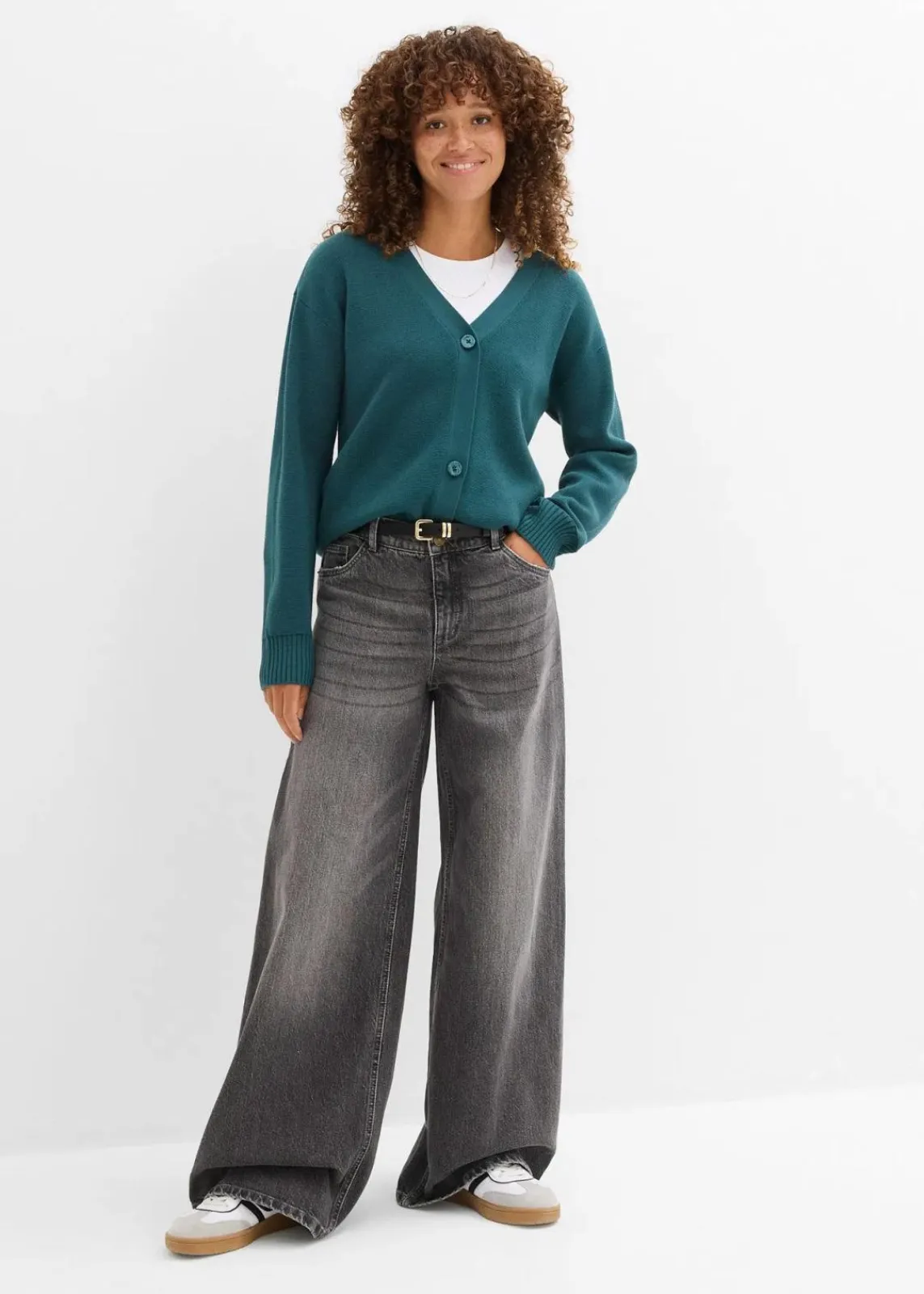 bonprix Pullover & Strickjacken|Basics^Milano Rib-Feinstrickjacke pfeffergrün