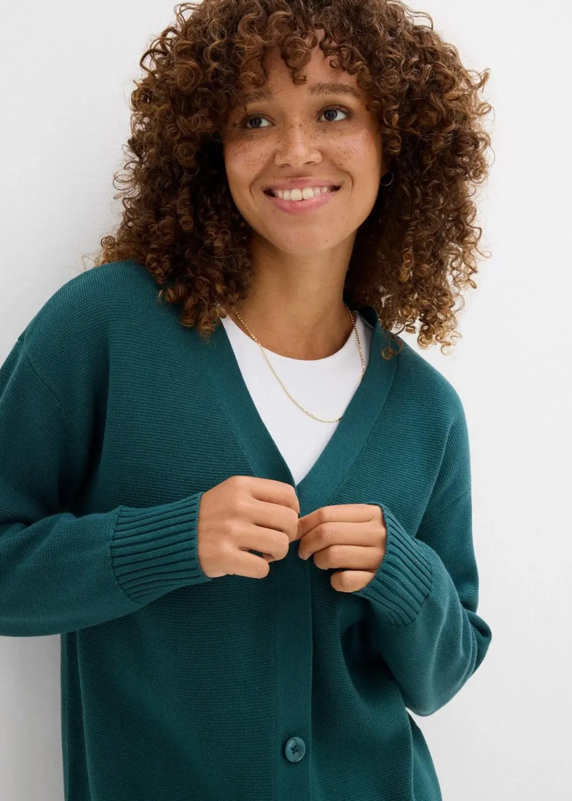 bonprix Pullover & Strickjacken|Basics^Milano Rib-Feinstrickjacke pfeffergrün