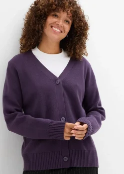 bonprix Bekleidung·Umstandsmode|Strickmode^Milano Rib-Feinstrickjacke pflaume