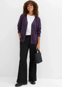 bonprix Bekleidung·Umstandsmode|Strickmode^Milano Rib-Feinstrickjacke pflaume