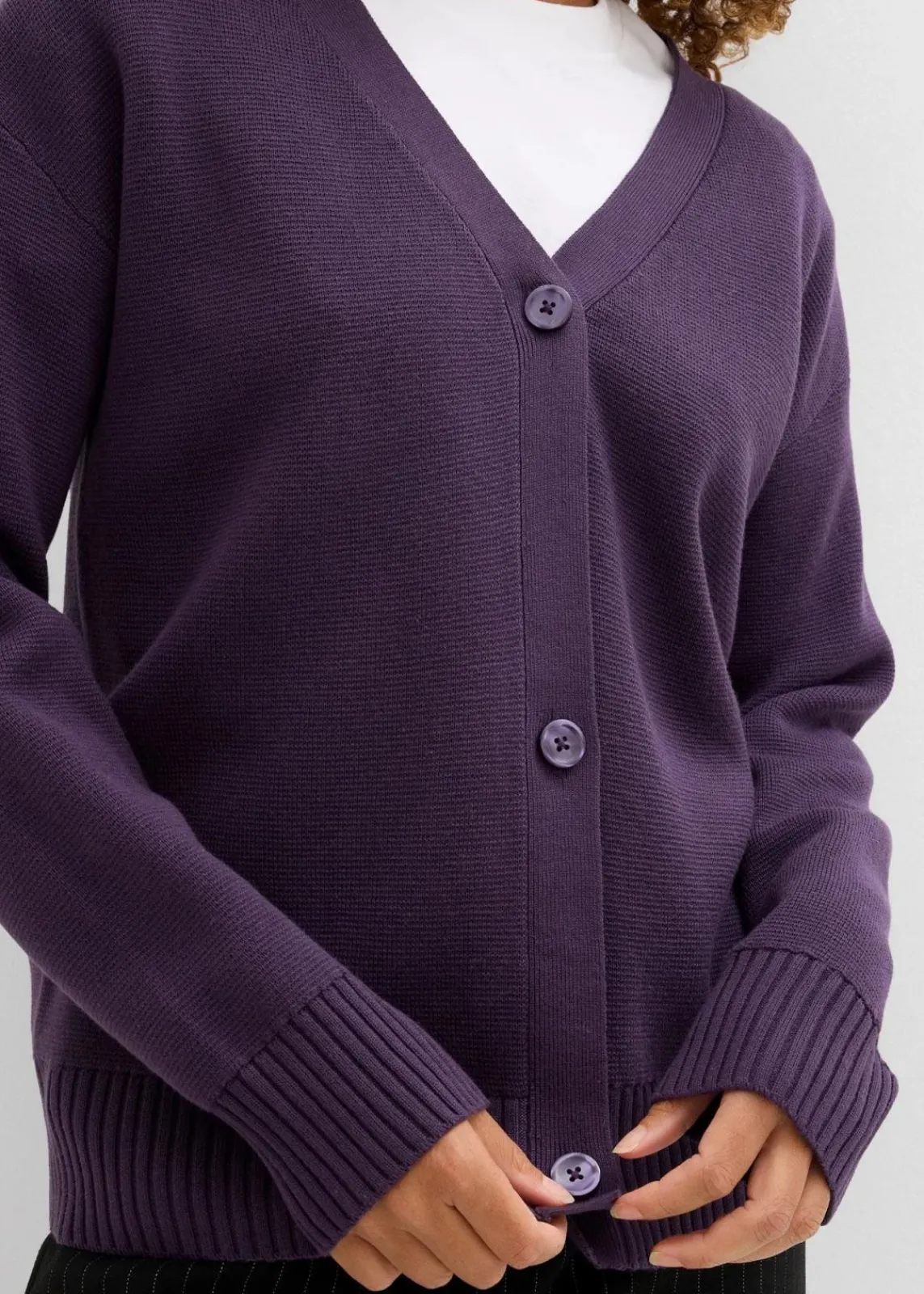 bonprix Bekleidung·Umstandsmode|Strickmode^Milano Rib-Feinstrickjacke pflaume