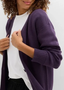 bonprix Bekleidung·Umstandsmode|Strickmode^Milano Rib-Feinstrickjacke pflaume
