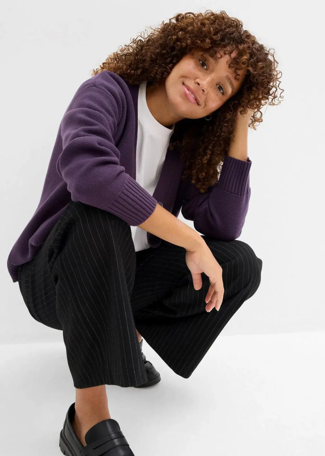 bonprix Bekleidung·Umstandsmode|Strickmode^Milano Rib-Feinstrickjacke pflaume