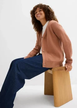 bonprix Bekleidung·Umstandsmode|Strickmode^Milano Rib-Feinstrickjacke schokosorbet