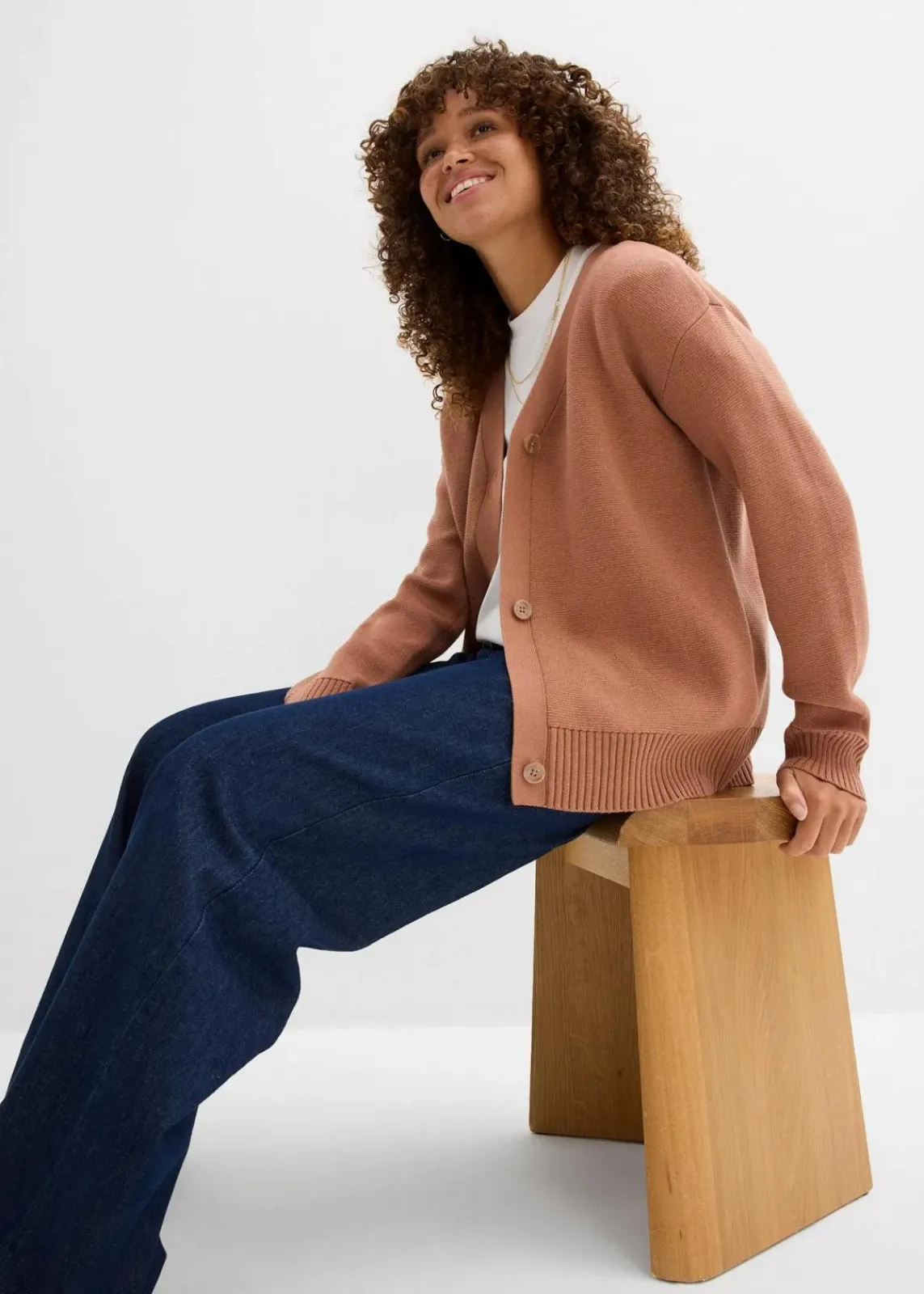 bonprix Bekleidung·Umstandsmode|Strickmode^Milano Rib-Feinstrickjacke schokosorbet