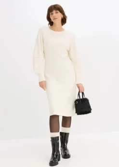 bonprix Bekleidung·Umstandsmode|Bekleidung·Pullover & Strickjacken^Milano Strickkleid perlweiß