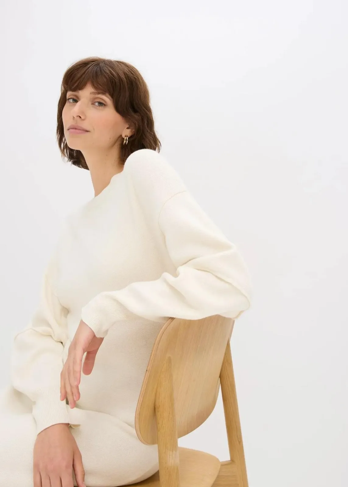 bonprix Bekleidung·Umstandsmode|Bekleidung·Pullover & Strickjacken^Milano Strickkleid perlweiß