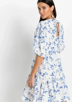 bonprix Bekleidung·Pullover & Strickjacken|Kleider^Minikleid weiss / hellblau floral