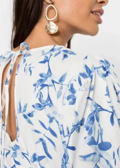 bonprix Bekleidung·Pullover & Strickjacken|Kleider^Minikleid weiss / hellblau floral