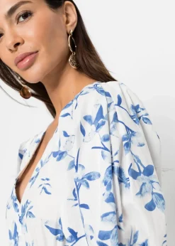 bonprix Bekleidung·Pullover & Strickjacken|Kleider^Minikleid weiss / hellblau floral