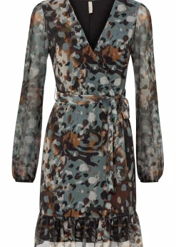 bonprix Kleider|Bekleidung·Pullover & Strickjacken^Minikleid dunkelbraun/beige/dunkelgelb bedruckt