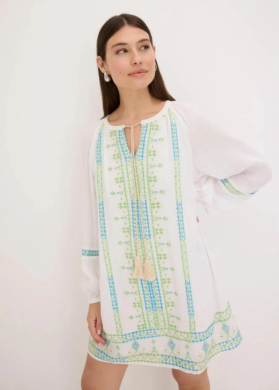 bonprix Kleider|Bekleidung·Pullover & Strickjacken^Minikleid weiß