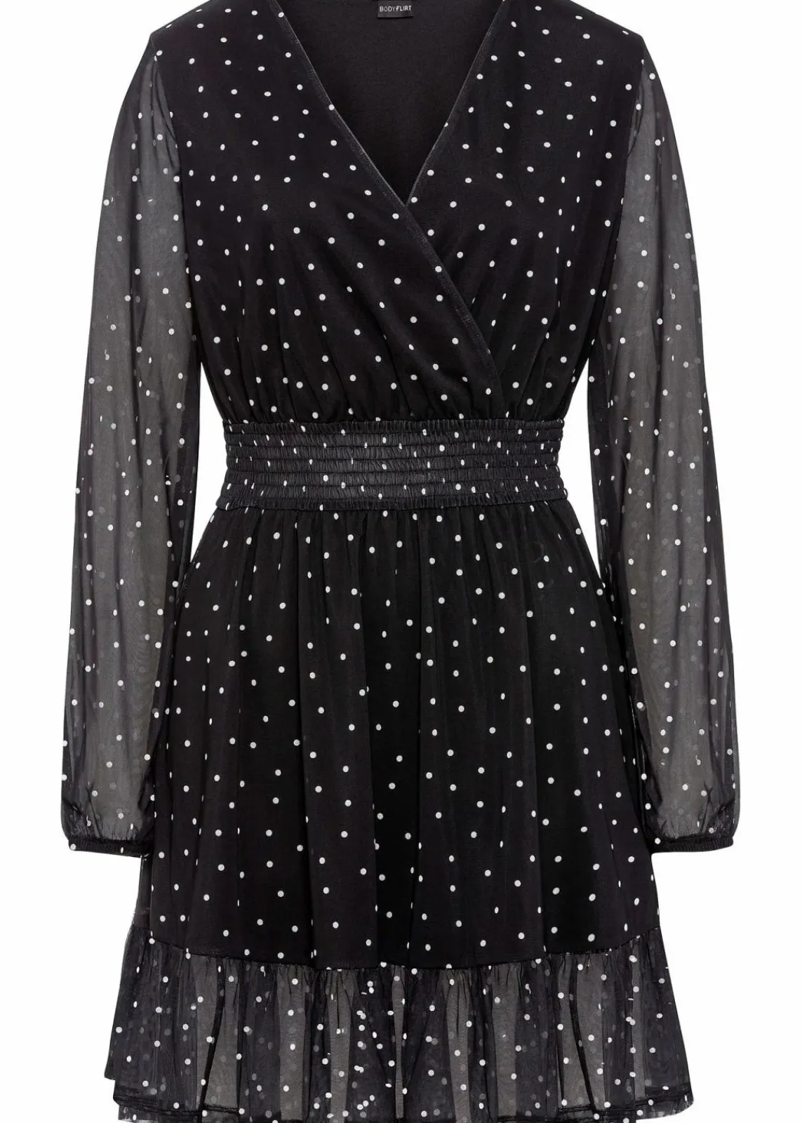 bonprix Kleider|Bekleidung·Pullover & Strickjacken^Minikleid schwarz/wollweiß gepunktet